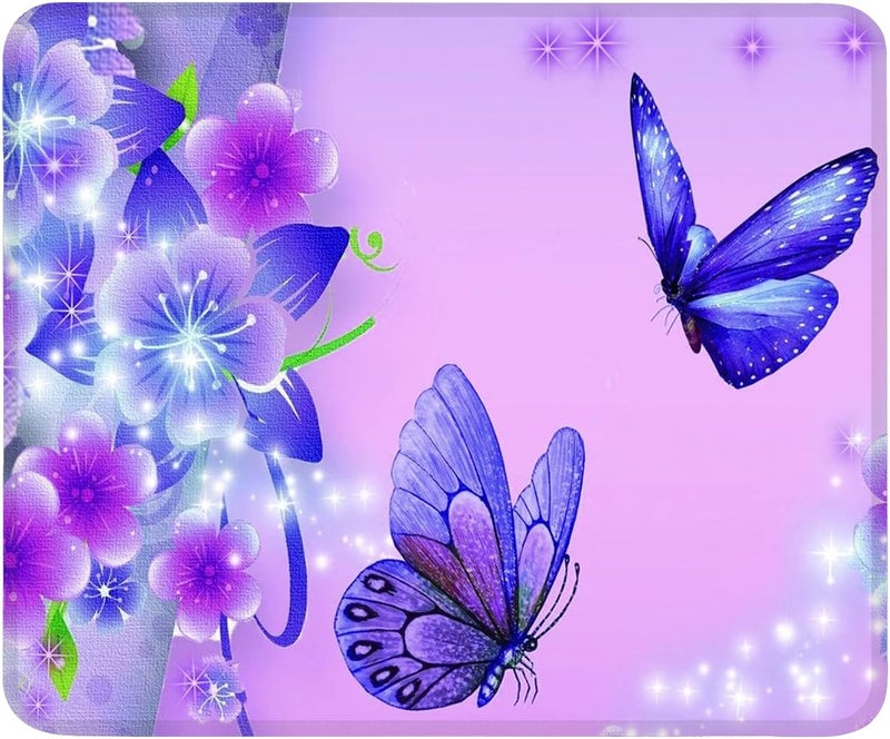 Boolavard Purple Butterfly Customized Rectangle Mousepad, Mouse Pad - Image 1